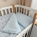 Set lenjerie de schimb pentru patut bebe 3 piese Inimioare albastre (2)